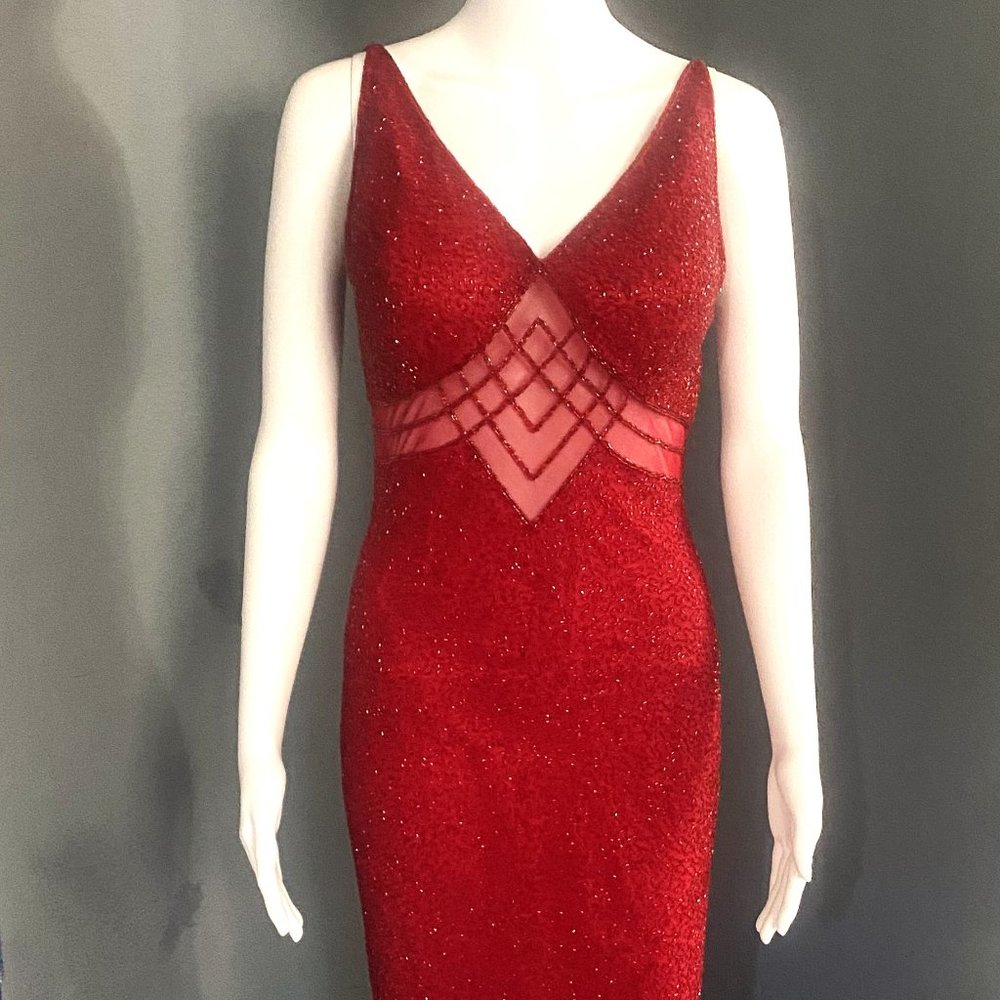Silk SCALA Gorgeous sequined gown - Red